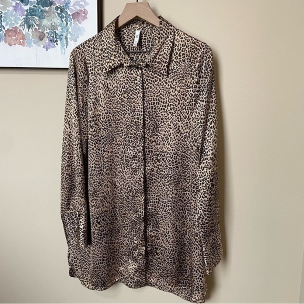 Zara Satin Leopard Print Shirt Size XL